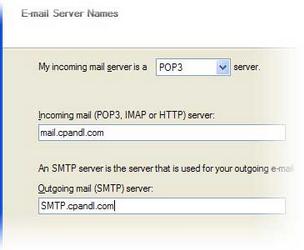 Internet Connection Wizard's E-mail Server Names